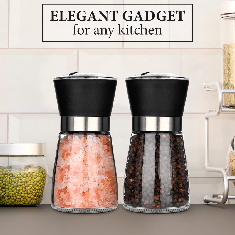 VIKROM Manual Refillable Pepper Grinder - 6 Oz Refillable Glass Grinders for Pepper, Salt & Other Spices, Adjustable Rotor with 5 Settings, Good for Home & Professional Use, Great Valentines Day Kitchen Gift - Image 5